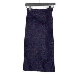 RAG & BONE Jubilee Knit Midi Skirt Navy Blue Bronze Metallic XXS